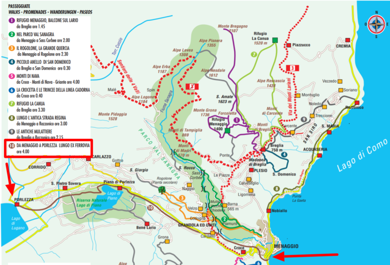 From Menaggio to Porlezza on the former railway line_Map 